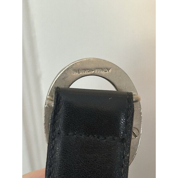 Gucci Vintage Two Tone GG Logo Black Leather Belt Gold Silver Buckle Size 85 cm main image 9